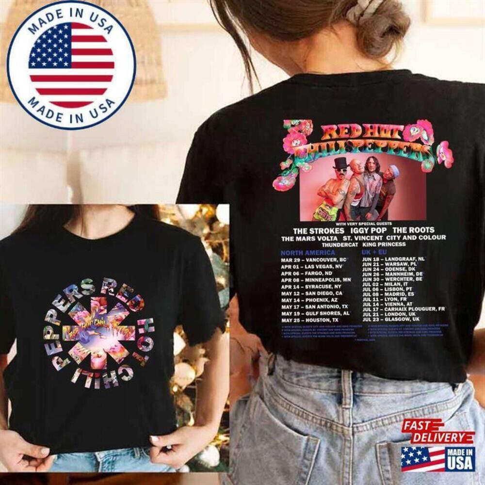 Red Hot Chili Peppers Tour T-Shirt Ver 2 Shirt Rhcp Concert T-shirt 2 Sided